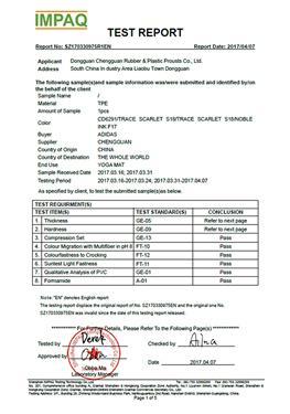 Informe de ensayo de colchoneta para hacer yoga con agujeros
